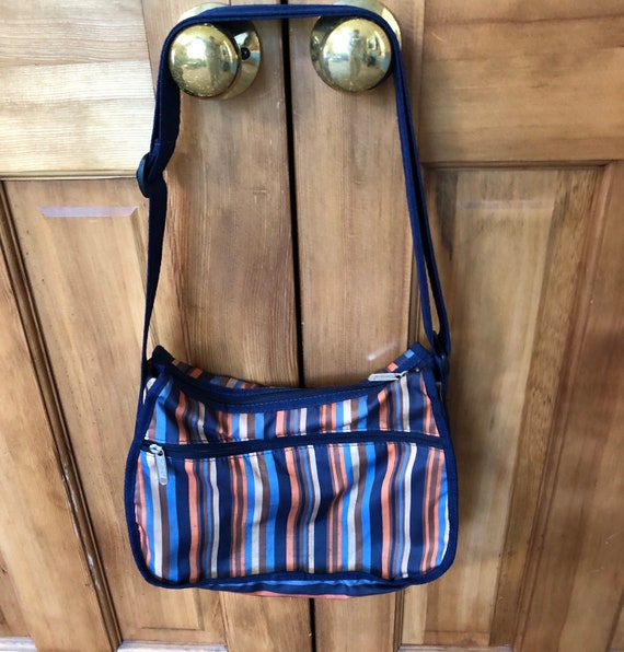 Vintage Lesportsac Hobo Striped Purse Small Gem