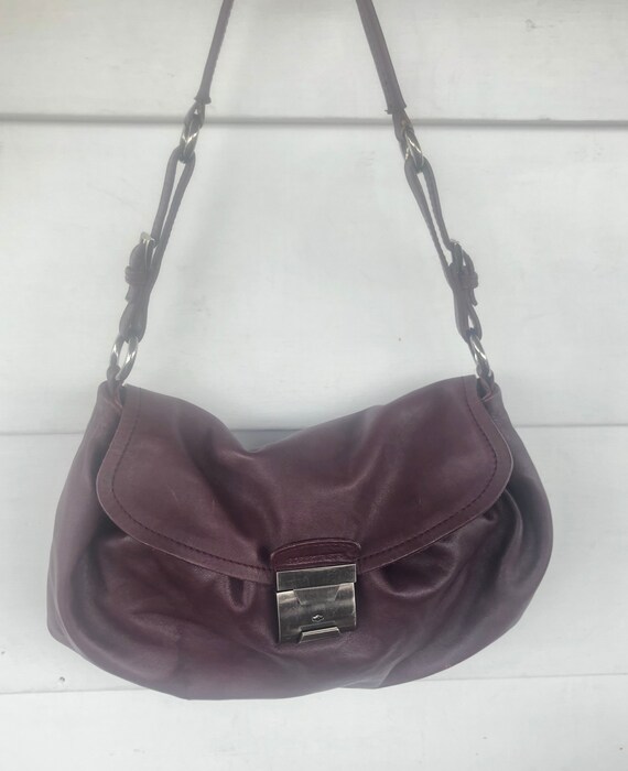 plum leather purse
