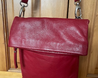 Latico Red Leather Flap Over Crossbody Bag Purse Etsy
