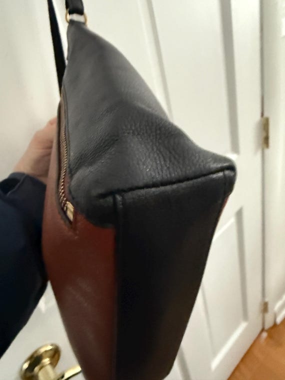 Fossil two tone color block black brown leather c… - image 7