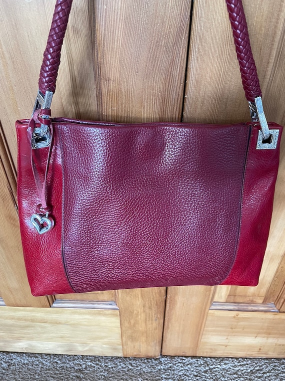 Brighton Red Pebble Leather Tote Handbag Bag Purse Signature Lining Large  for sale online | eBay