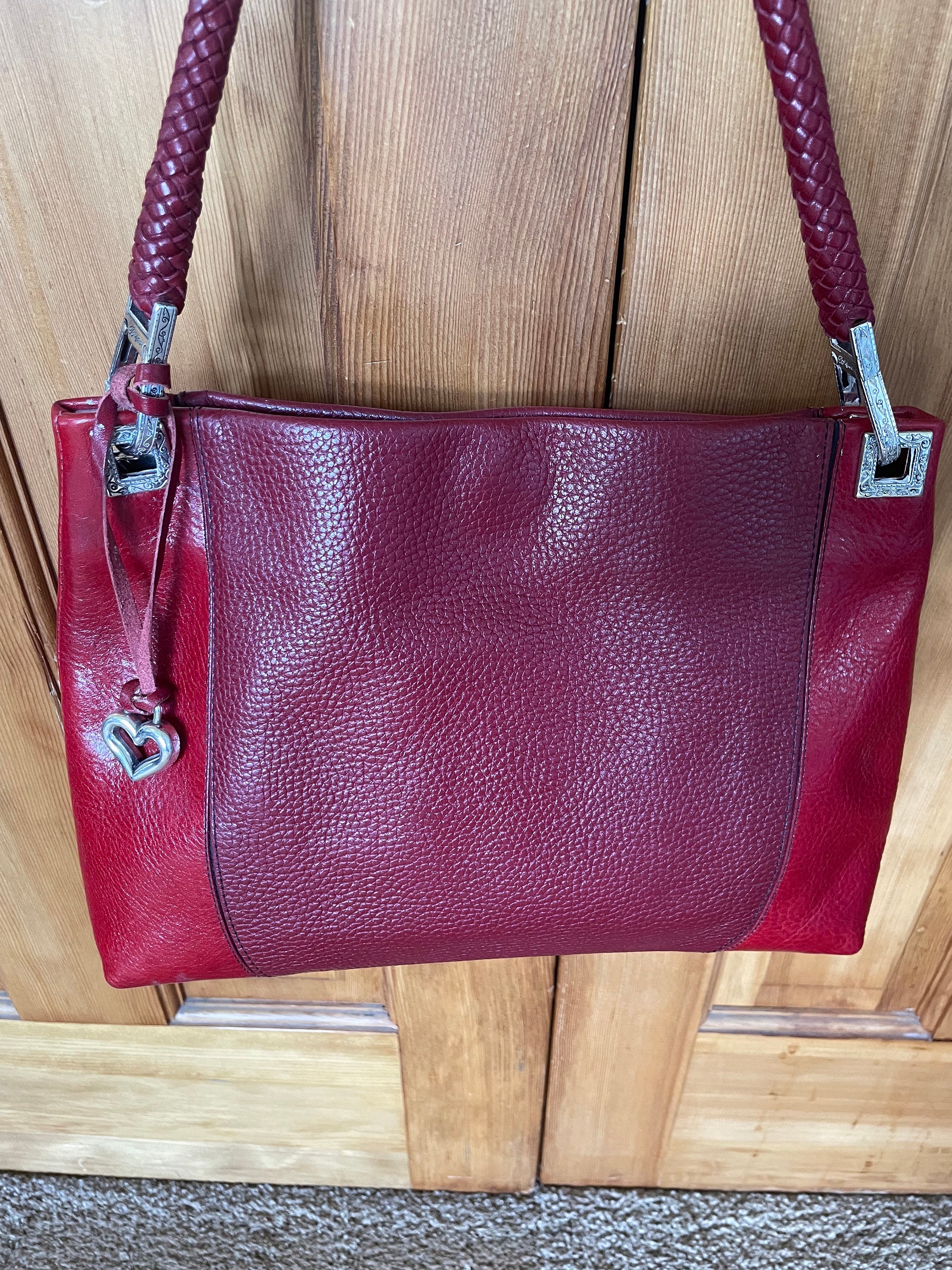 Vintage Brighton Red & Black Leather Shoulder Bag Purse Double Woven Straps  | eBay