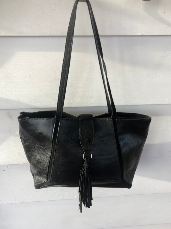 Claudia Firenze Black Leather Tote Handbag