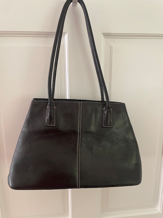 Vintage Fossil Black Leather Shoulder Bag