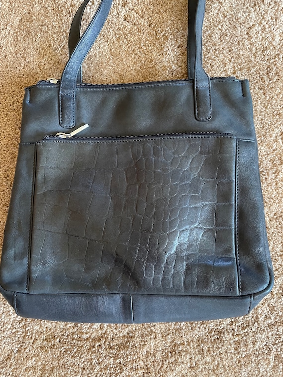 Vintage Stone Mountain Dark Gray Embossed Leather 