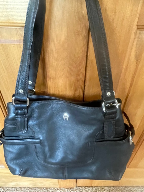 Aigner Black Leather Satchel Shoulder handbag - image 1