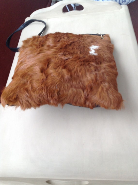 Vintage Brown Curly Fur Leather Shoulder Handbag - image 5