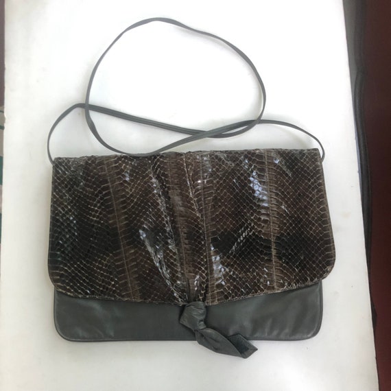 Robert Bestien Gray and Brown Patent Croc Embossed Bag Crossbody Purse Etsy