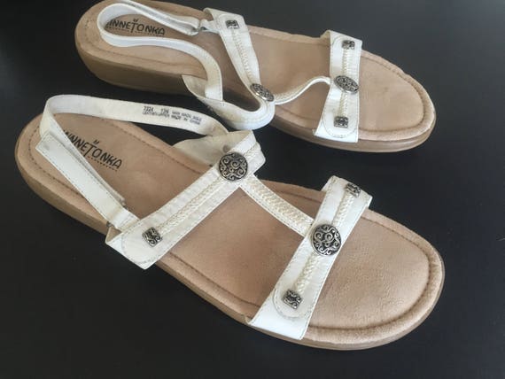 minnetonka white sandals