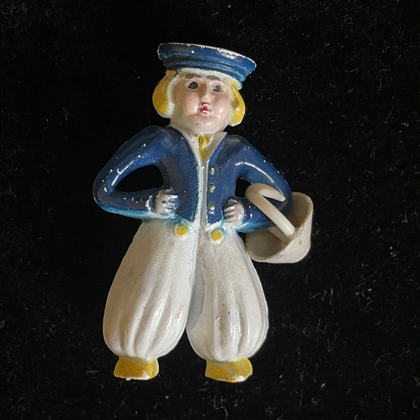 Vintage Celluloid Dutch Boy Brooch Pin