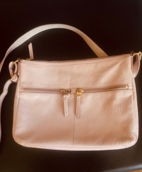 Fossil Pink Pebbled leather crossbody bag