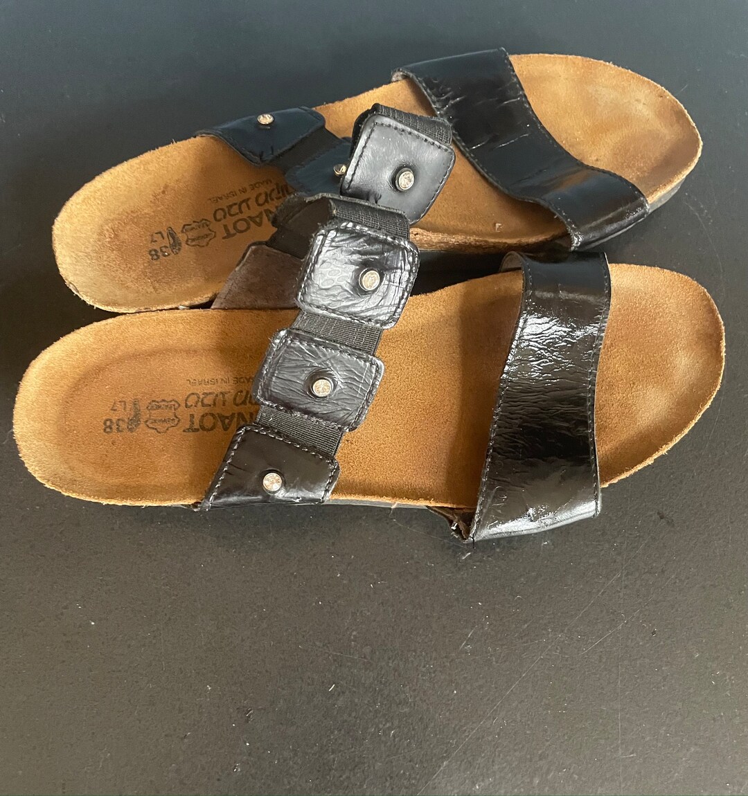 Naot Black Wedge Slide Sandals With Rhinestones - Etsy