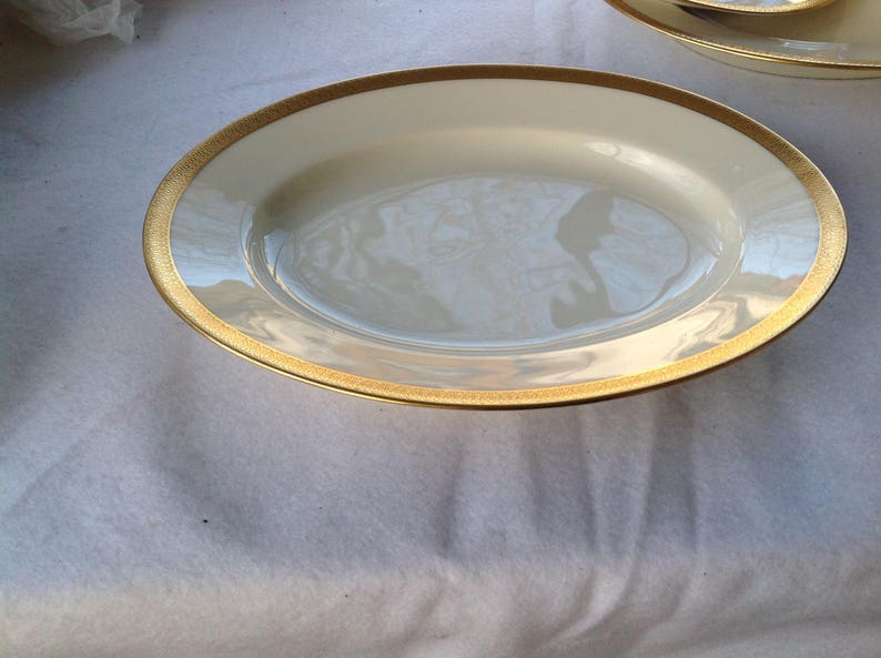 Vintage 1920/'s Tirschenreuth P.T rare The Bray Gold encrusted Bavarian china salad plates 8 REDUCED