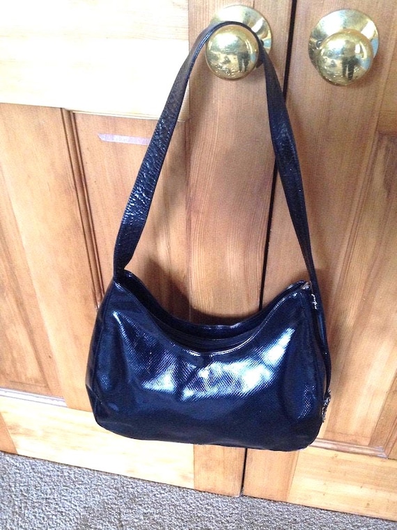 ZOCAL Italian Patent Textured Leather Shoulder Hobo Handbag Made