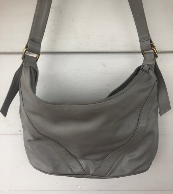 Vintage Anne Klein Gray Leather Crossbody Handbag