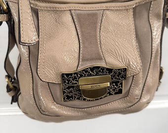 Tous Two Tone Beige Crinkled Patent Leather Crossbody Bag
