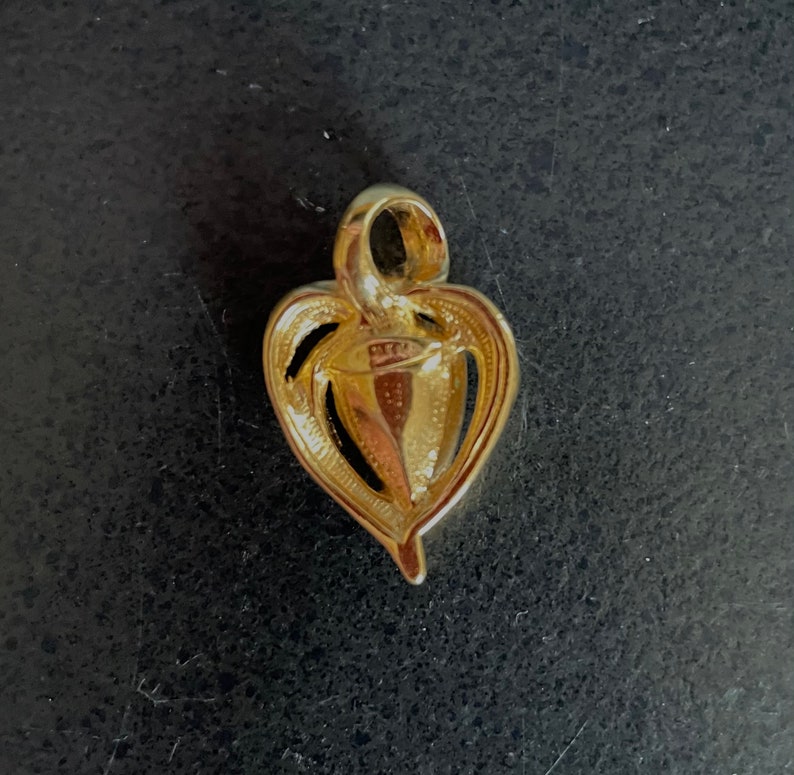 Pendant Only Vintage Avon Red Stone Heart Shaped Gold Tone Pendant