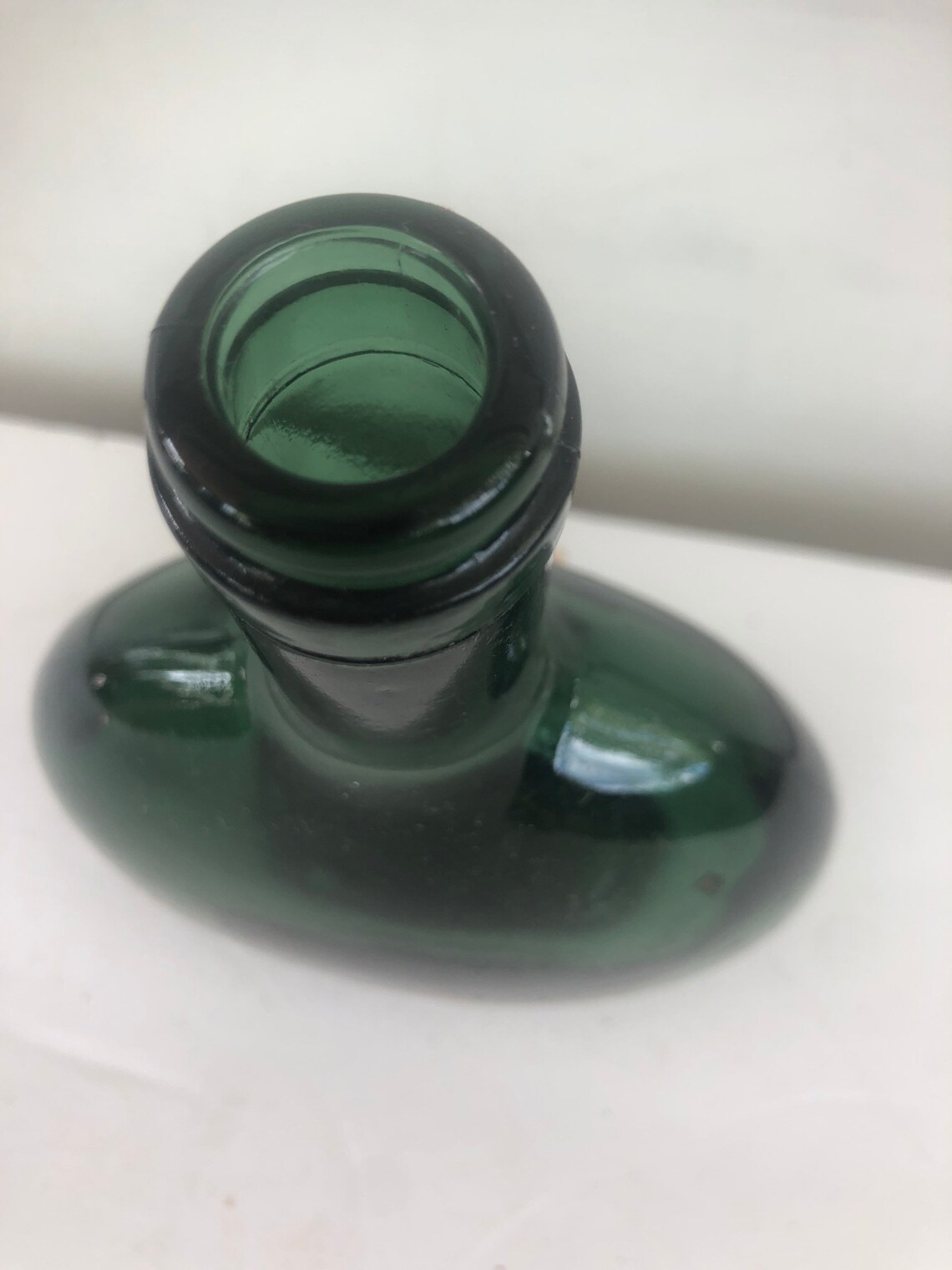 Vintage collectible green glass gooseneck bottle Etsy