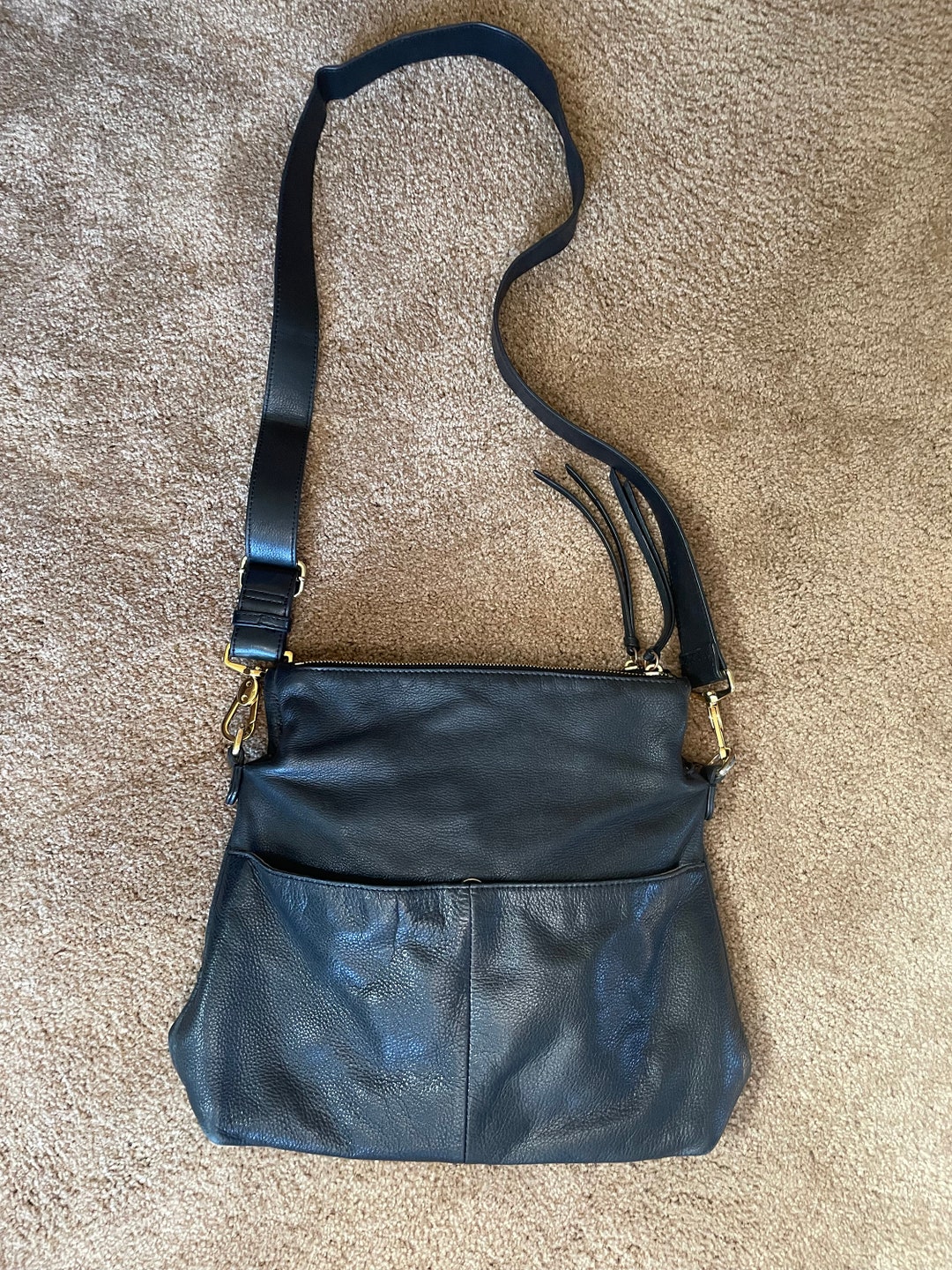 Margot Black Leather Crossbody Bag Etsy