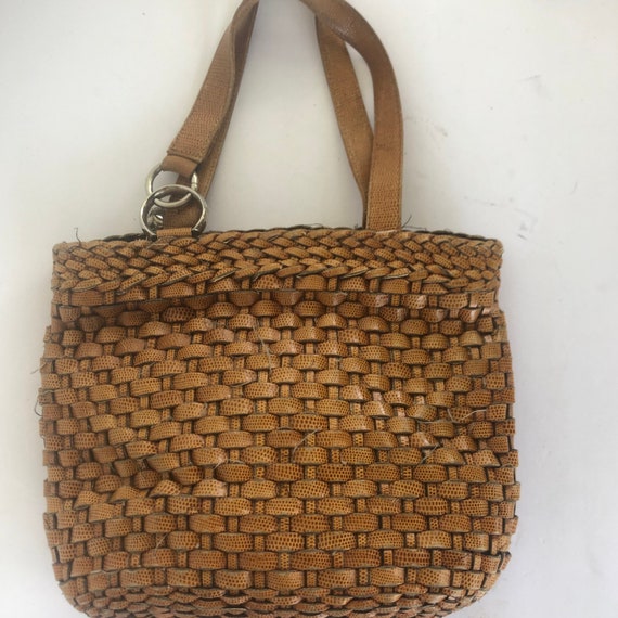 MIMMA Brown Textured Italian Woven Leather Should… - image 1