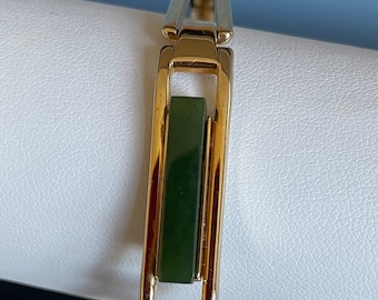 Vintage Avon Gold Tone Jade Bangle Bracelet