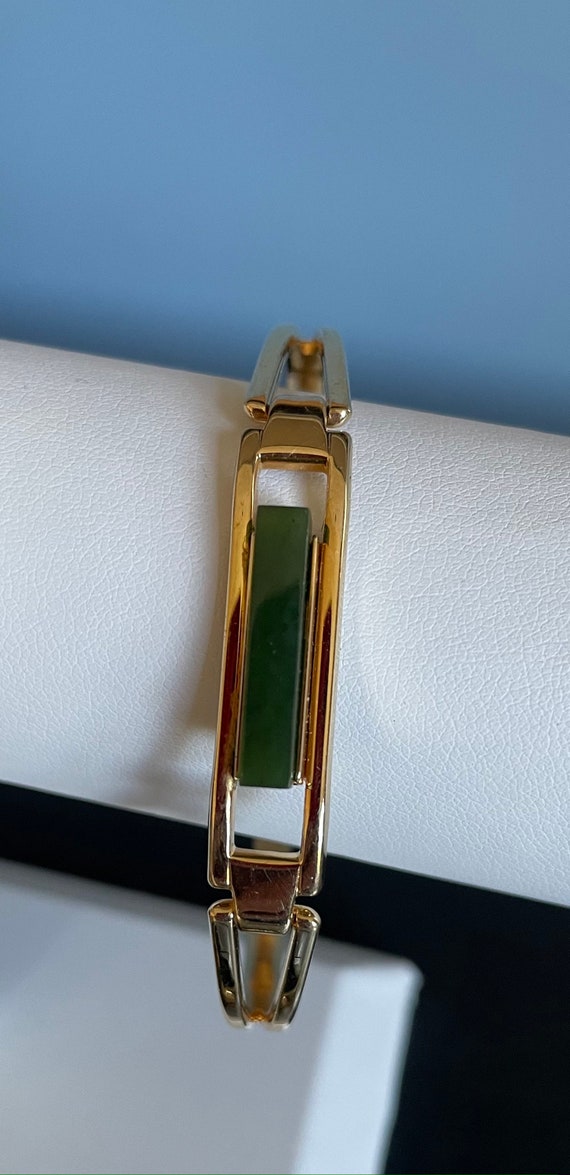Vintage Avon Gold Tone Jade Bangle Bracelet
