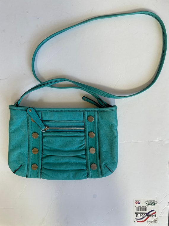 Small Teal Leather Crossbody Purse