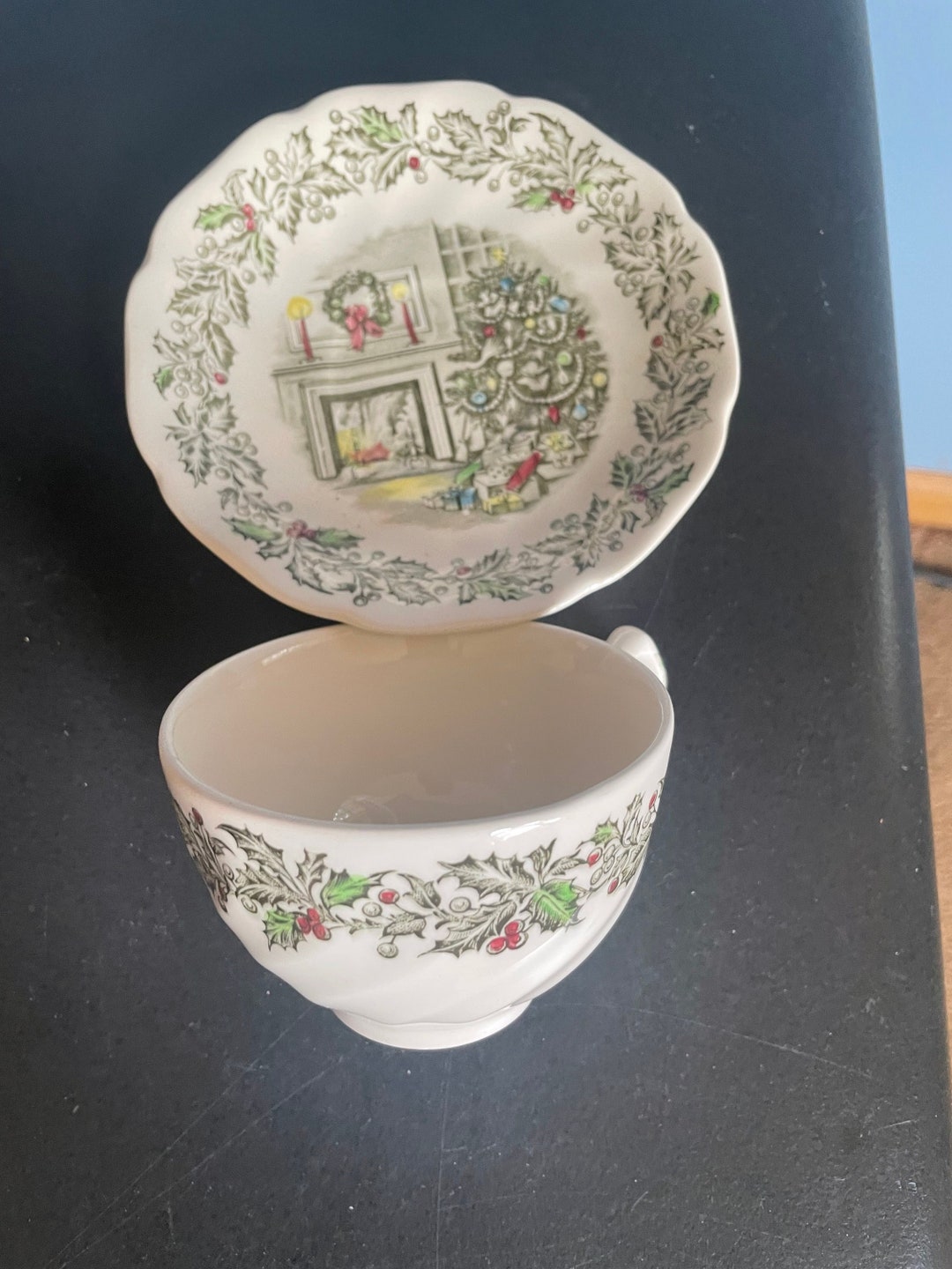 Johnson Brothers merry Christmas Tea Cup and Flat Saucer Etsy