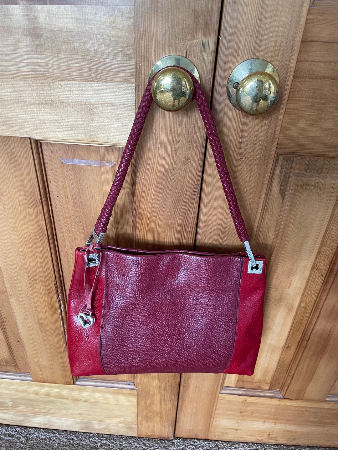 Vintage BRIGHTON LINDA Straw & Red Leather Denim Multi Heart Tote Bag  RETIRED | eBay