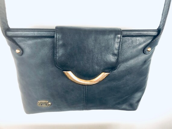 navy blue leather crossbody purse