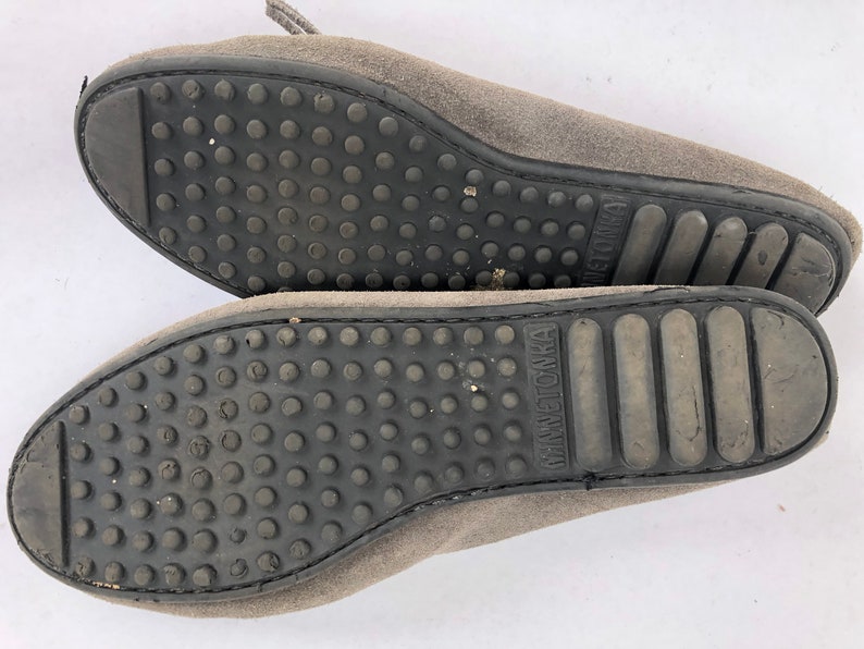 Vintage Minnetonka Women/'s gray suede moccasins slip on shoes 8 M