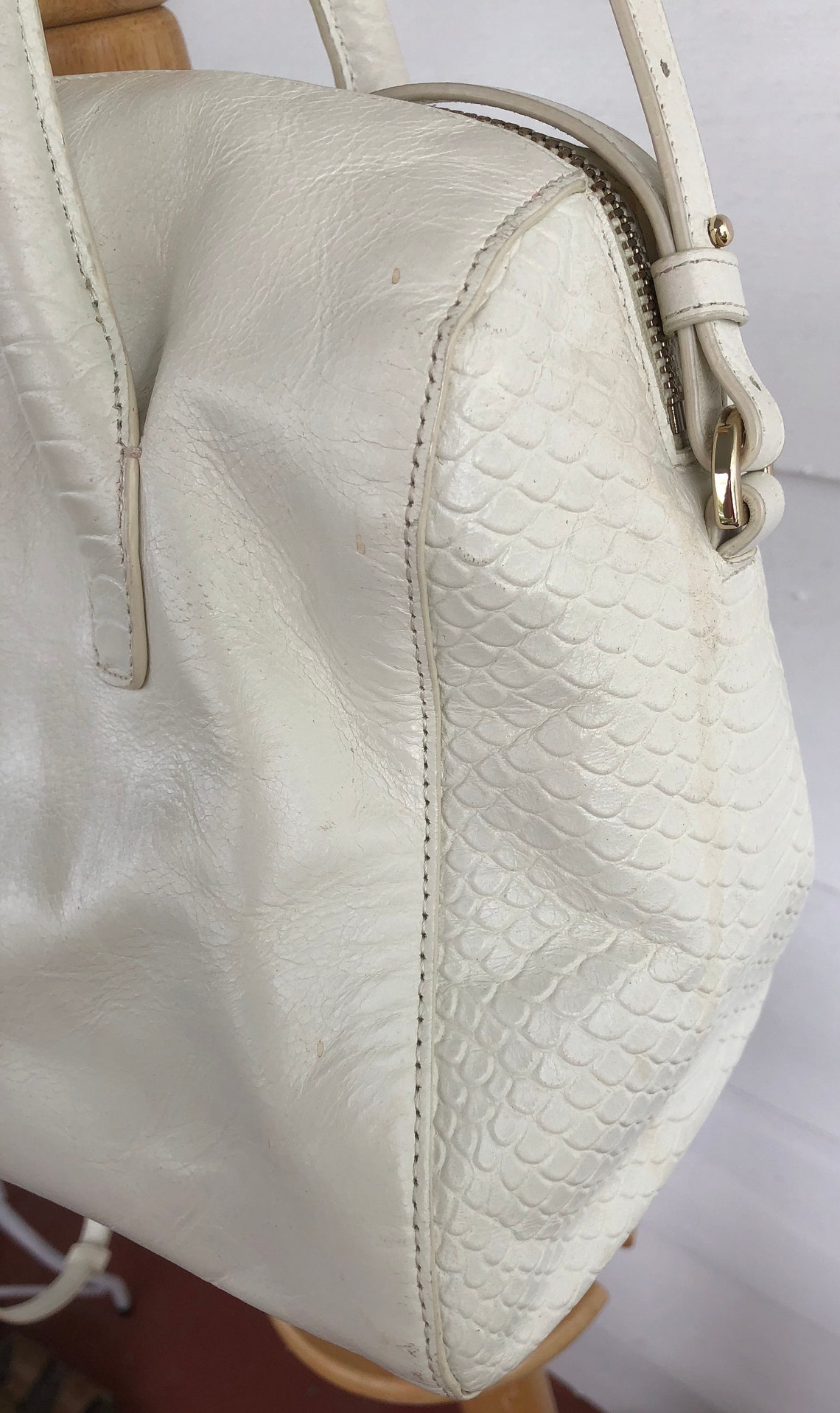 REDUCED Vintage Cole Haan White Leather Satchel Crossbody | Etsy