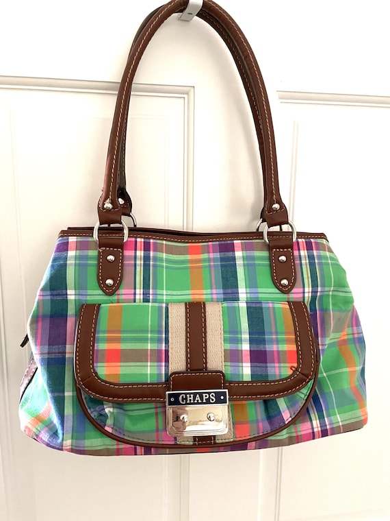 Chaps Multicolor Bright colored plaid Shoulder Ba… - image 1