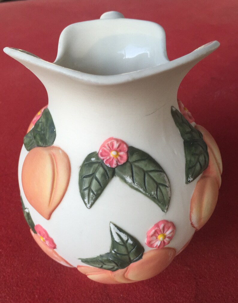 Vintage CLAIRE BURCH Ceramic Pitcher Peaches