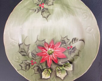 Limited Edition Lefton Poinsettia Salad Plates 7.25"