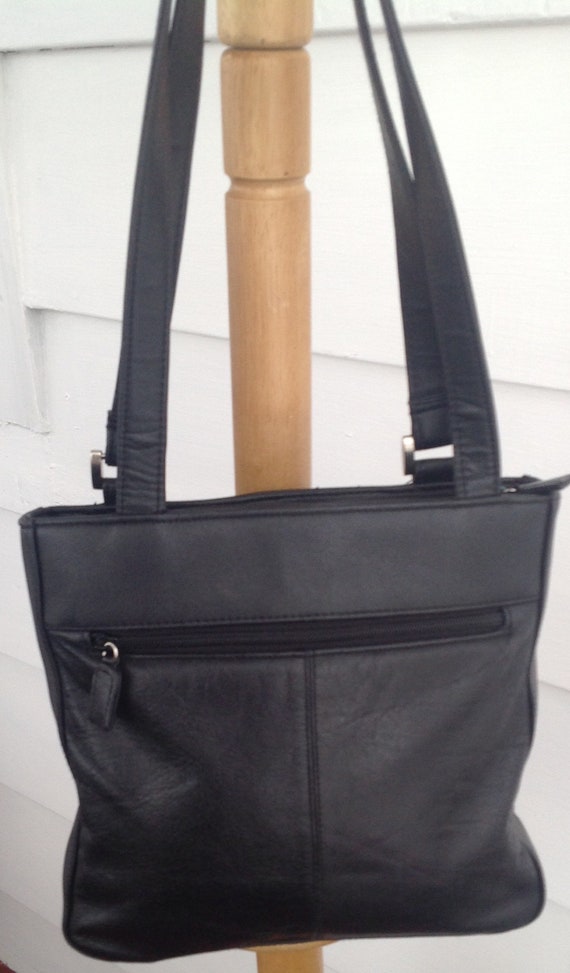 Black Tote Handbag with Zipper: Lilly – Bicyclist: Handmade Leather Goods