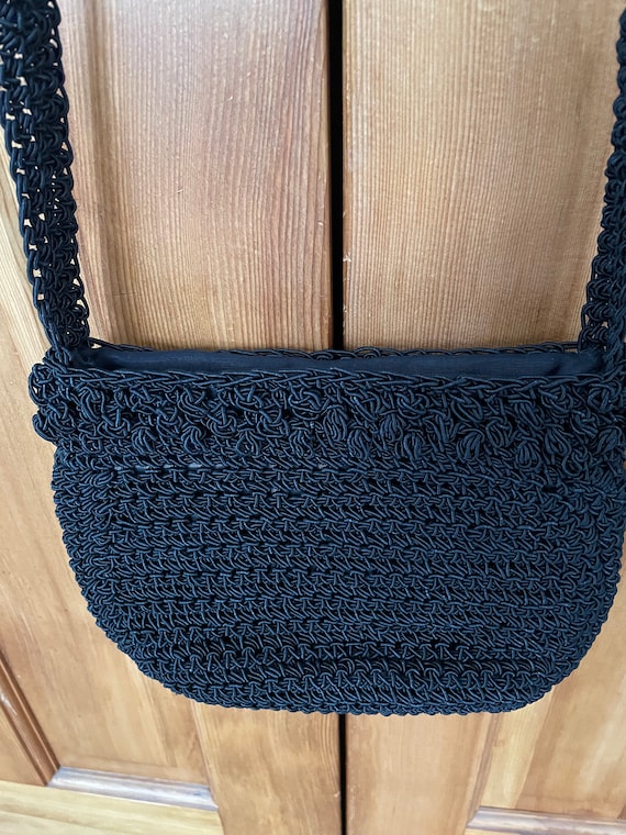 Vintage Bobbie Jerome Italy Black Crochet Beaded … - image 2