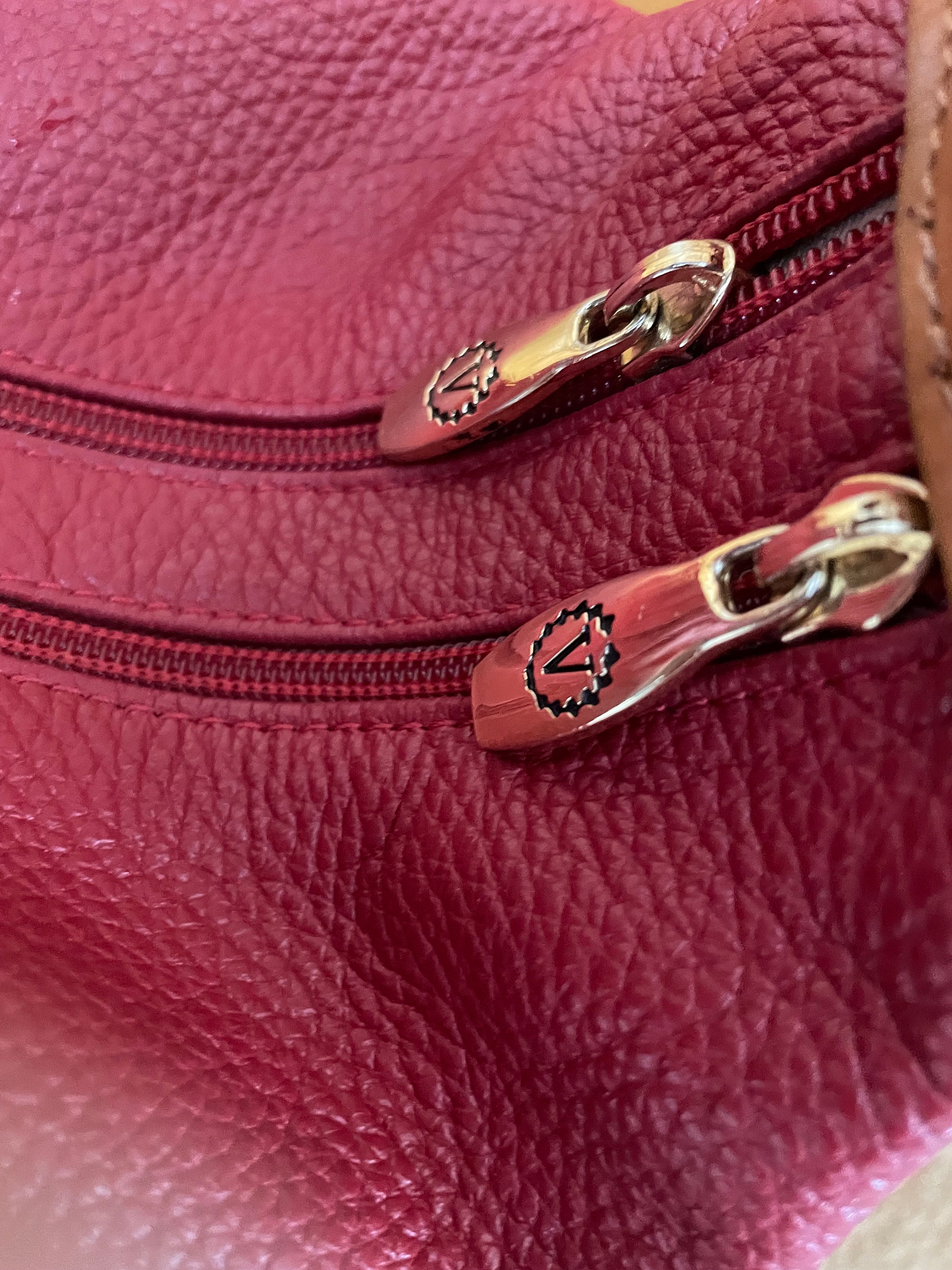 Valentina Two-Tone Red & Black Leather Bucket Bag Valentina Bucket & Drawstring Bags for Women for sale | eBay main image 2