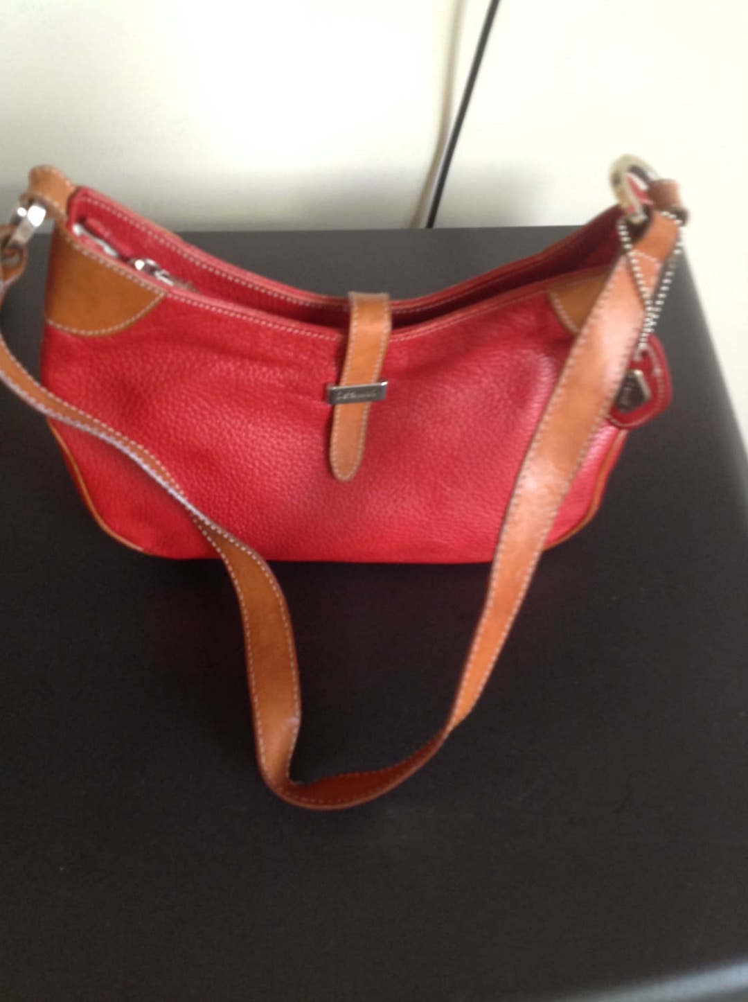Isanti Red/brown Italian Leather Hobo Shoulder Handbag Etsy