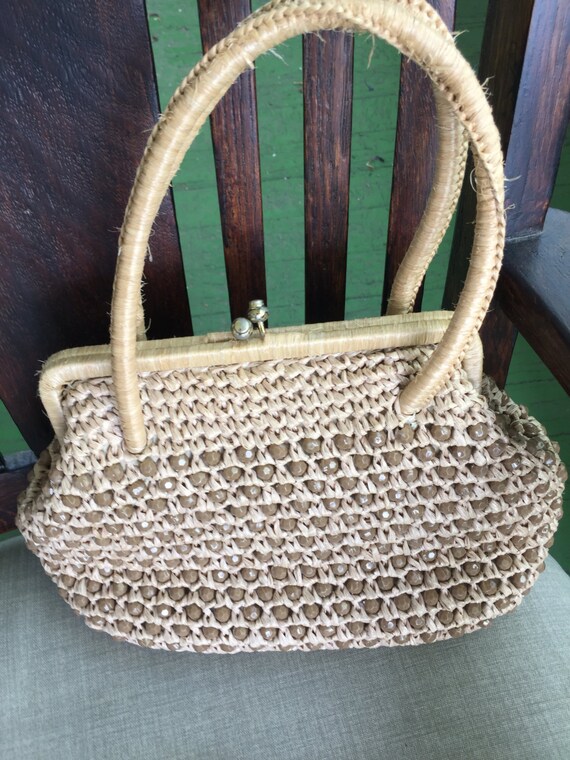 REDUCED! Marchioness beige raffia and brown/ beige