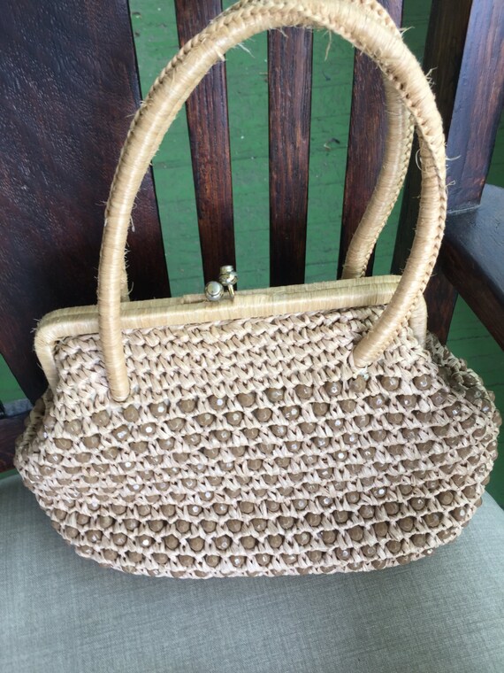 REDUCED! Marchioness beige raffia and brown/ beig… - image 1