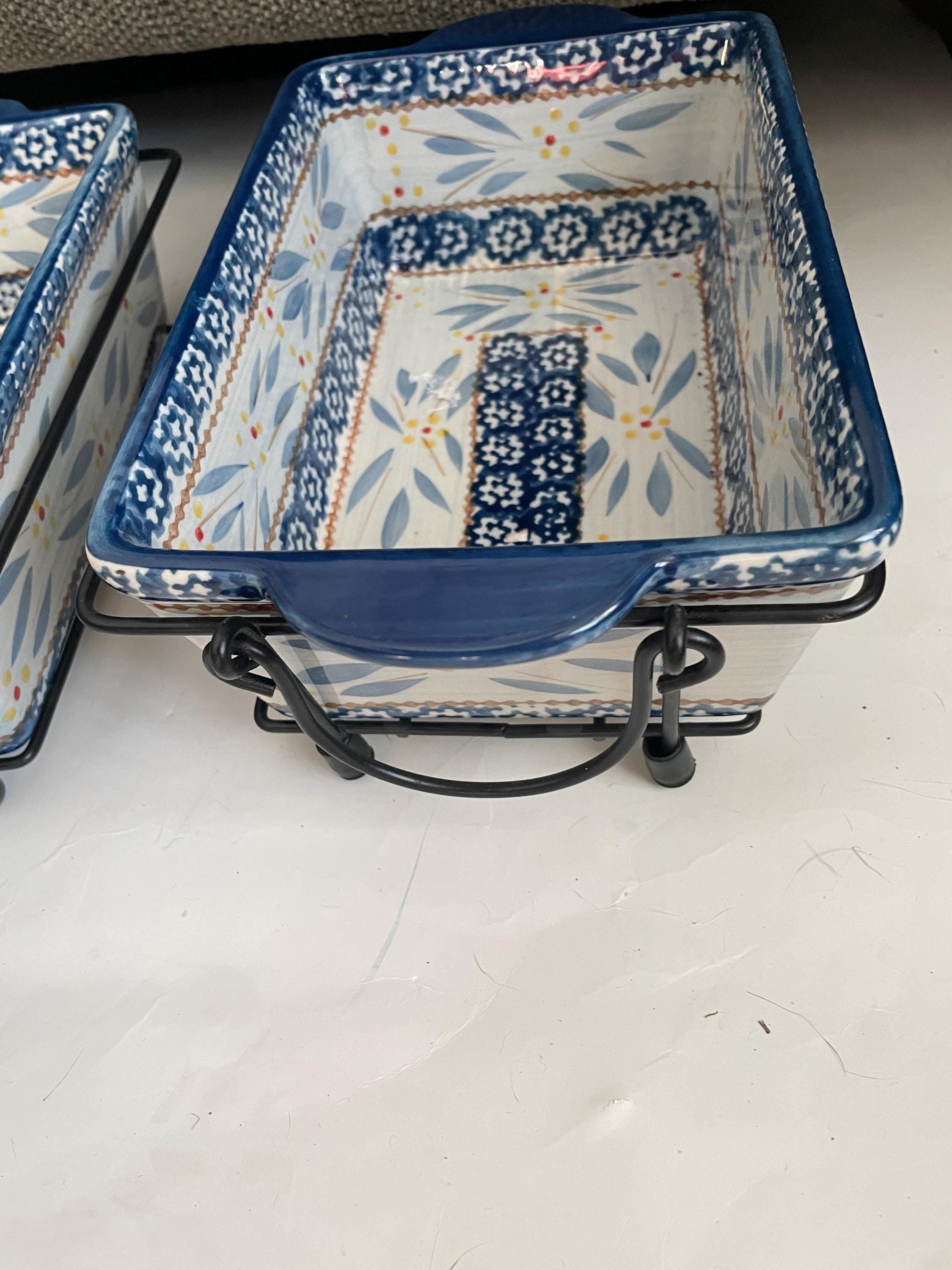 Plat Aller Au Four TEMPTATIONS – Country Lace – Bleu – 1.5 QT – Occasion