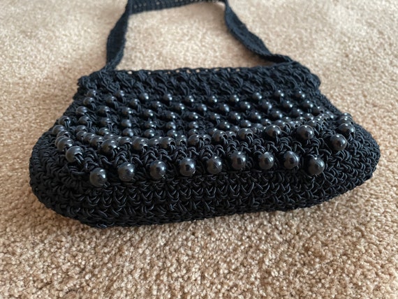 Vintage Bobbie Jerome Italy Black Crochet Beaded … - image 6