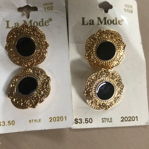 La Mode 25 mm 1&quot; gold tone filigree black buttons sewing
