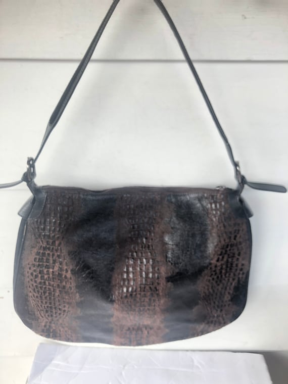 Sondra Roberts Two Tone Croc Embossed Shoulder Hobo Bag Purse Etsy