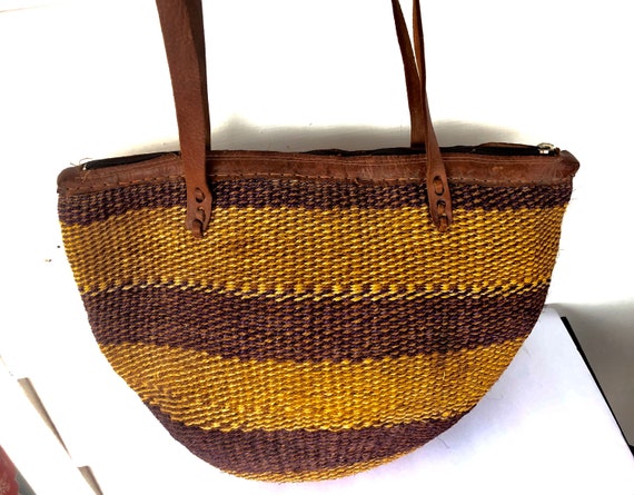 African Sisal Kiondoo Woven Market Basket - image 2