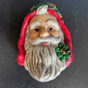 Vintage Folk Art Victoria  Santa Claus Molded Plastic Ornament