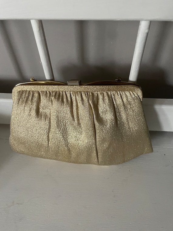 Ande vintage convertible gold lame wristlet clutch