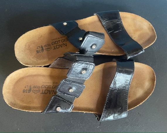 Naot Black Wedge Slide Sandals With Rhinestones - Etsy