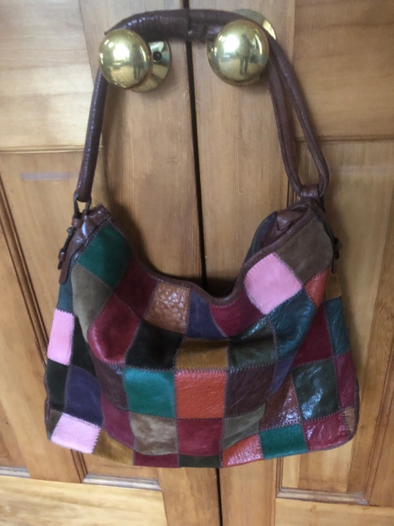 Vintage Sobea Patchwork Italian Leather Hobo Hand… - image 1